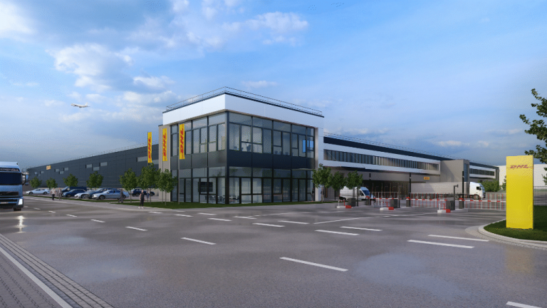 Visualization of the planned DHL site at Frankfurt
