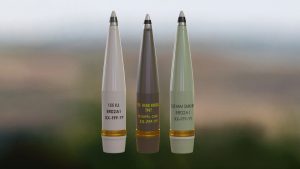 155mm Rounds by Rheinmetall the ER02A1 high-explosive (HE) projectiles have a maximum range of 30 kilometres in the boat-tail (BT) variant and almost 40 kilometres in the base-bleed (BB) variant