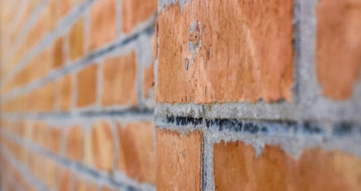 tilt shot of brick wall