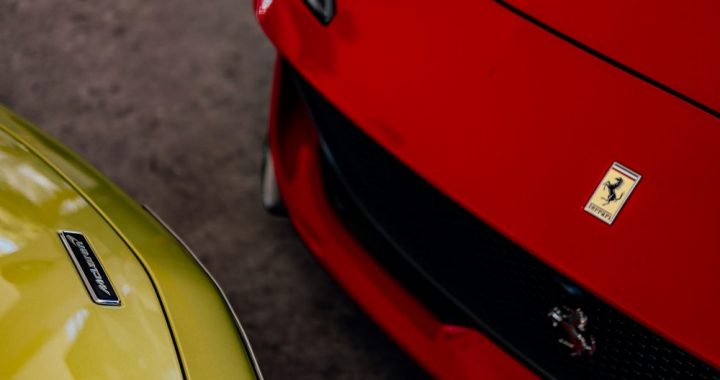 a close up of two cars parked next to each other