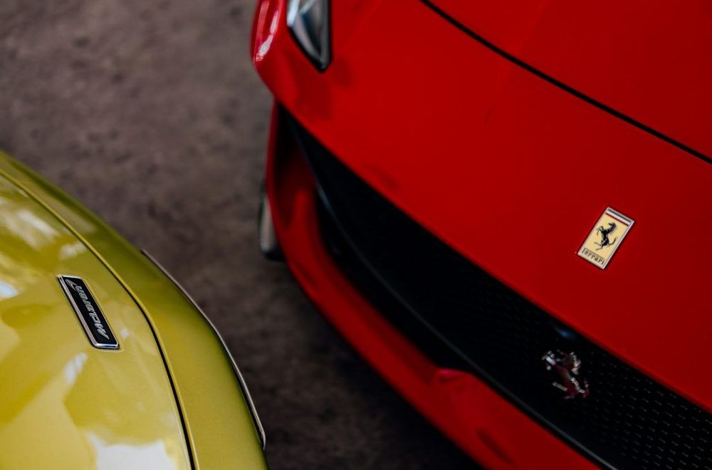 a close up of two cars parked next to each other