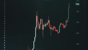 Stock market chart showing upward trend.