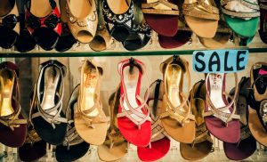 assorted sandals on display